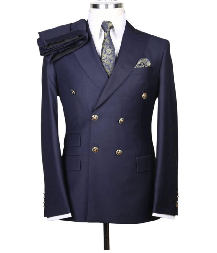 Severe VIP Double Breasted Navy Blue Suit | Azzur N Couth